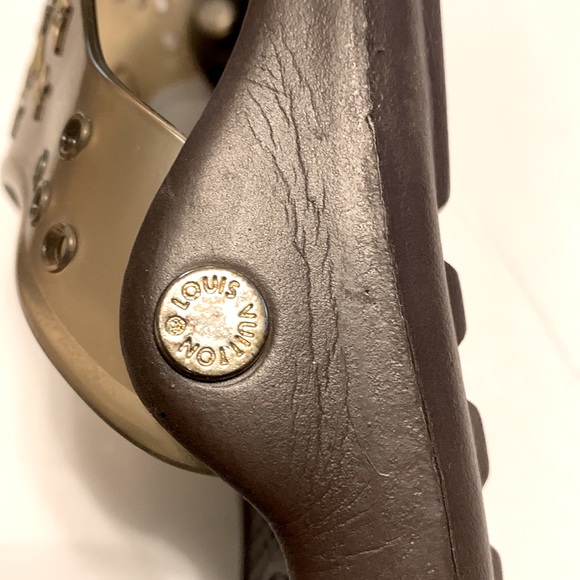 AUTHENTIC LOUIS VUITTON SLIDES SANDALS SHOES BROWN SIZE 8 - preowned - Picture 6 of 7